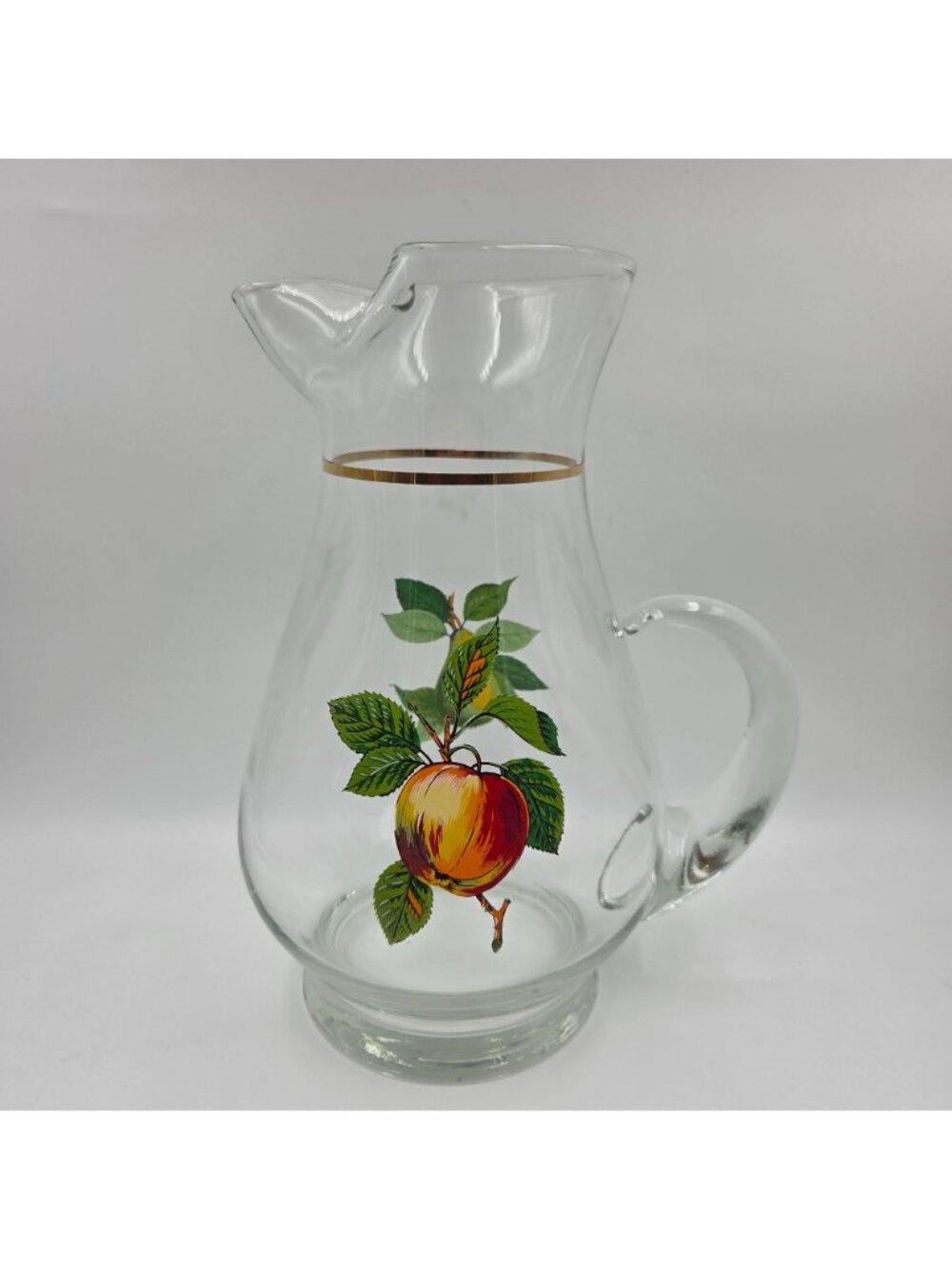 West Virginia Glass 4 Piece Set Fruit Pitcher and 3 Glass Set Gold Trim - Picture 2 of 11